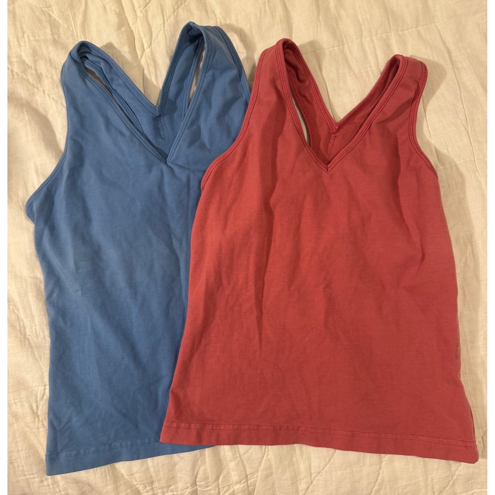 Hard Tail Forever Tank Top Bundle Set of 2 Pink Blue Shelf Bra Yoga Med Large